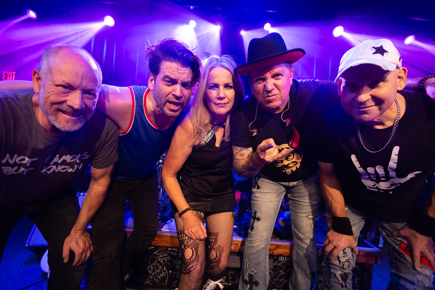 Machine Gun Rabbit, all five members together on stage in Calgary